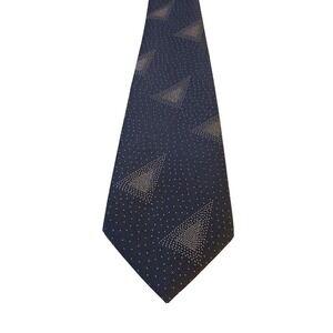 Allyn St George Silk Necktie‎ Black Ivory Geometric Polka Dots Mens Designer